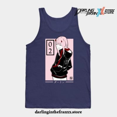02 Zero Two - Darling In The Franxx Tank Top Navy Blue / S