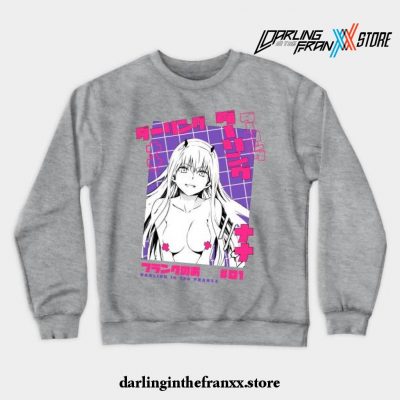 Darling In The Franxx Cute Girl Crewneck Sweatshirt Gray / S