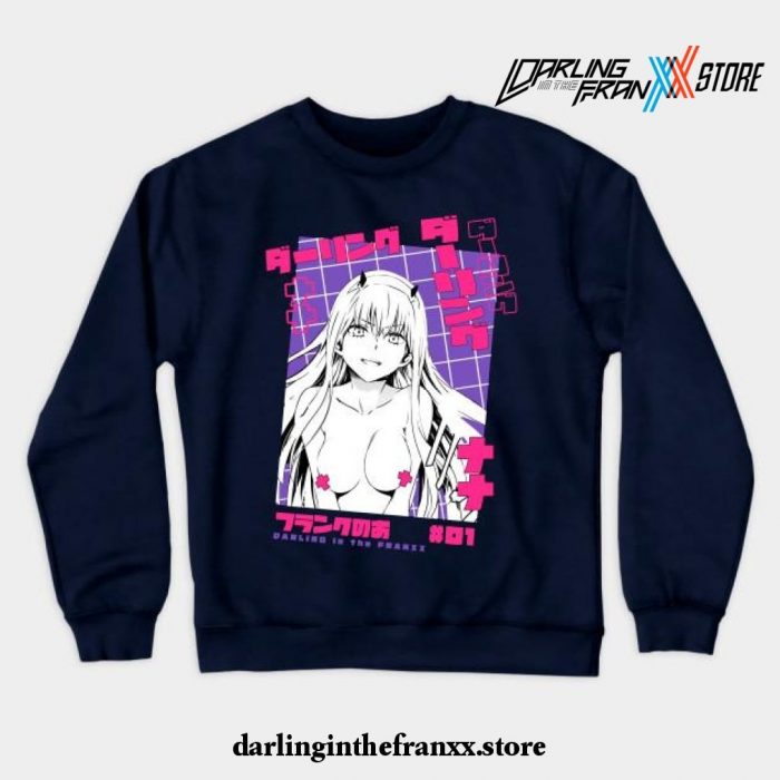 Darling In The Franxx Cute Girl Crewneck Sweatshirt Navy Blue / S