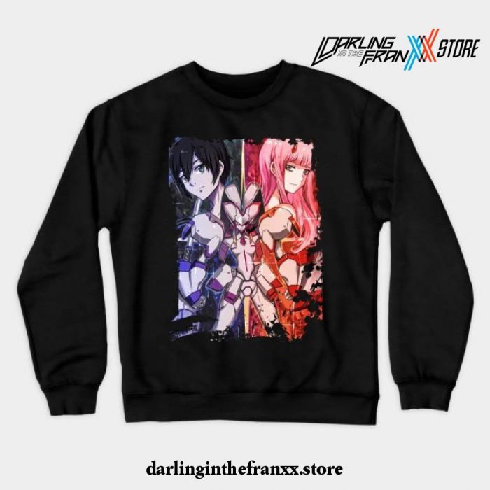 Darling In The Franxx Hiro X Zero Two Love Power Crewneck Sweatshirt Black / S