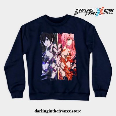 Darling In The Franxx Hiro X Zero Two Love Power Crewneck Sweatshirt Navy Blue / S