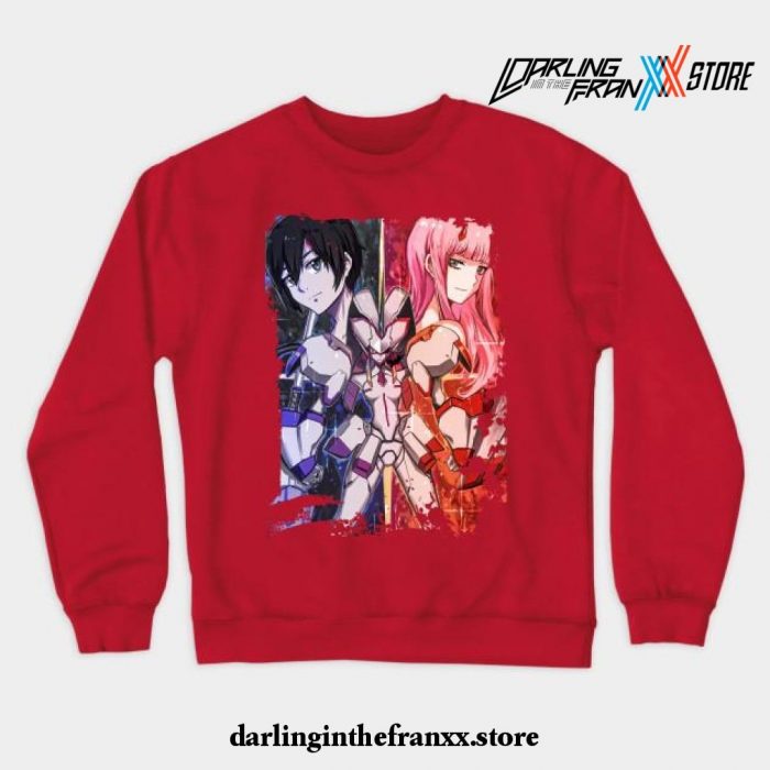 Darling In The Franxx Hiro X Zero Two Love Power Crewneck Sweatshirt Red / S