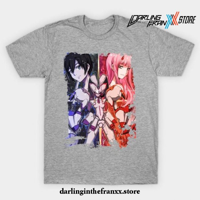 Darling In The Franxx Hiro X Zero Two Love Power T-Shirt Gray / S