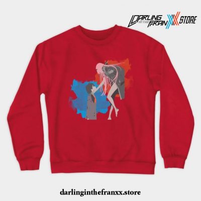 Darling In The Franxx Minimalist (Hiro And Zero Two) Crewneck Sweatshirt Gray / S