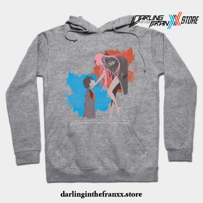 Darling In The Franxx Minimalist (Hiro And Zero Two) Hoodie Gray / S