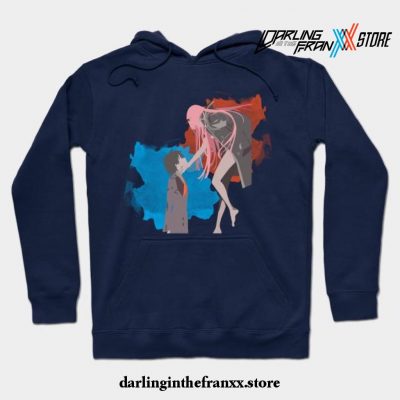 Darling In The Franxx Minimalist (Hiro And Zero Two) Hoodie Navy Blue / S