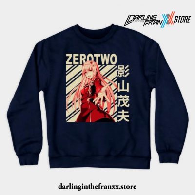 Darling In The Franxx Zero Two Crewneck Sweatshirt Navy Blue / S