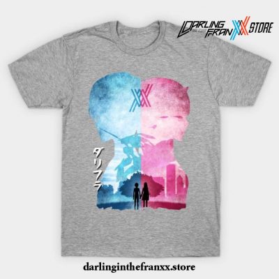 Minimalist Silhouette Hiro _ Zero Two T-Shirt Gray / S