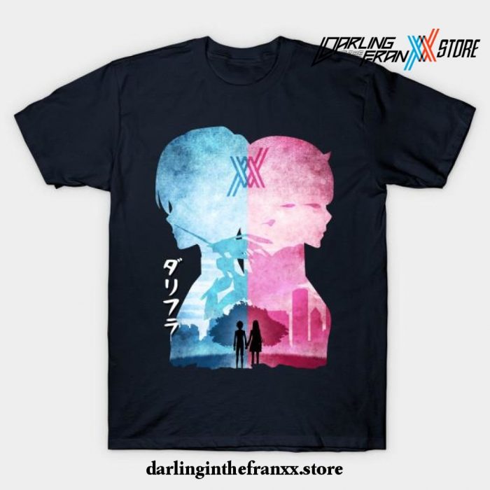 Minimalist Silhouette Hiro _ Zero Two T-Shirt Navy Blue / S