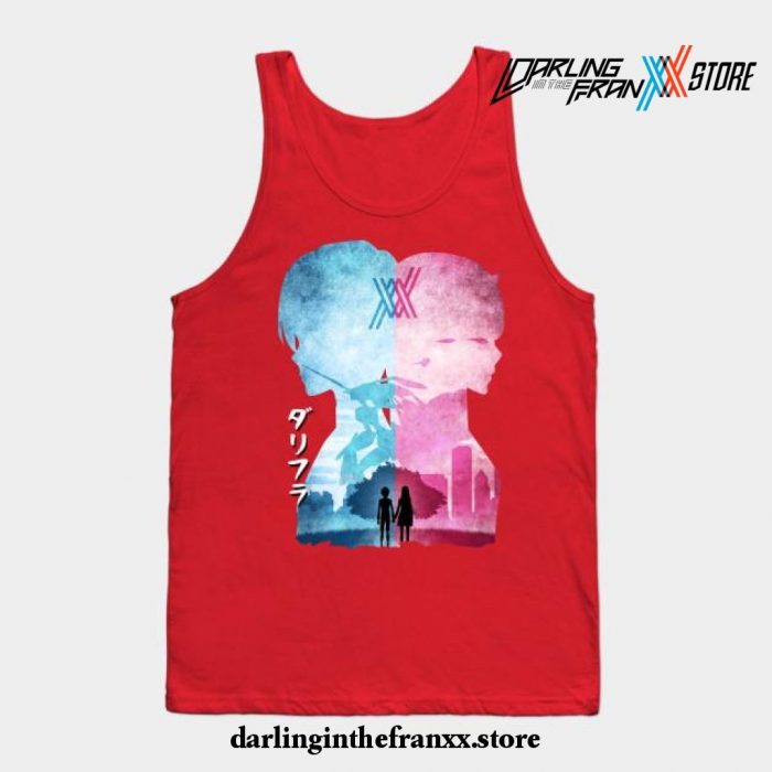 Minimalist Silhouette Hiro _ Zero Two Tank Top Red / S