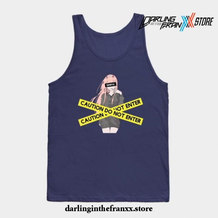 Zero Two Caution Do Not Enter Tank Top Navy Blue / S