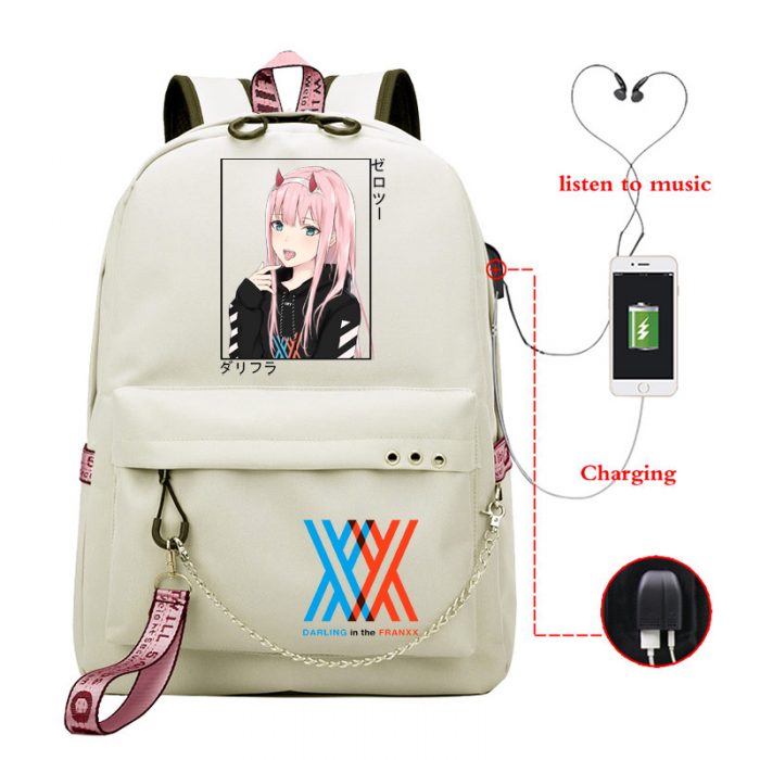 Anime Darling In The Franxx Zero Two School Backpack Bag Usb Charging Harajuku Casual Anime Graphic 1 - Darling In The FranXX Store