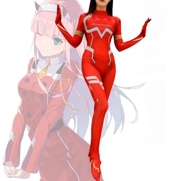 Anime Zero Two Jumpsuits Cosplay Costume Darling In The Franxx 02 Bodysuit Wig Women Dress Uniform 2 - Darling In The FranXX Store