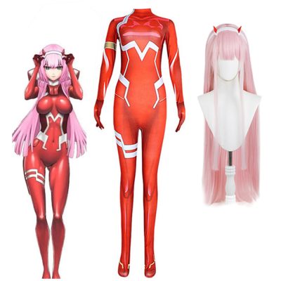 Anime Zero Two Jumpsuits Cosplay Costume Darling In The Franxx 02 Bodysuit Wig Women Dress Uniform - Darling In The FranXX Store