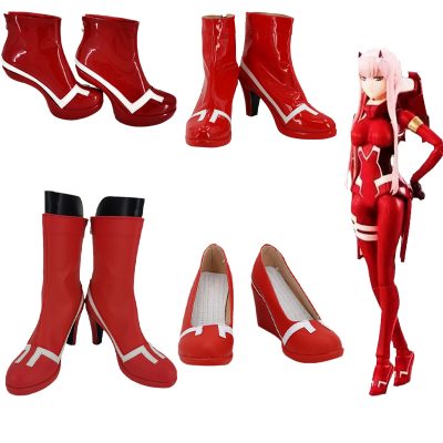 Game Anime Cosplay Boots Darling In The Franxx Zero Two Code 002 Red High Heel Shoes - Darling In The FranXX Store