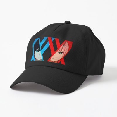 Hiro And Zero-Two With Logo Linear Glitch Effect Cap Official Cow Anime Merch