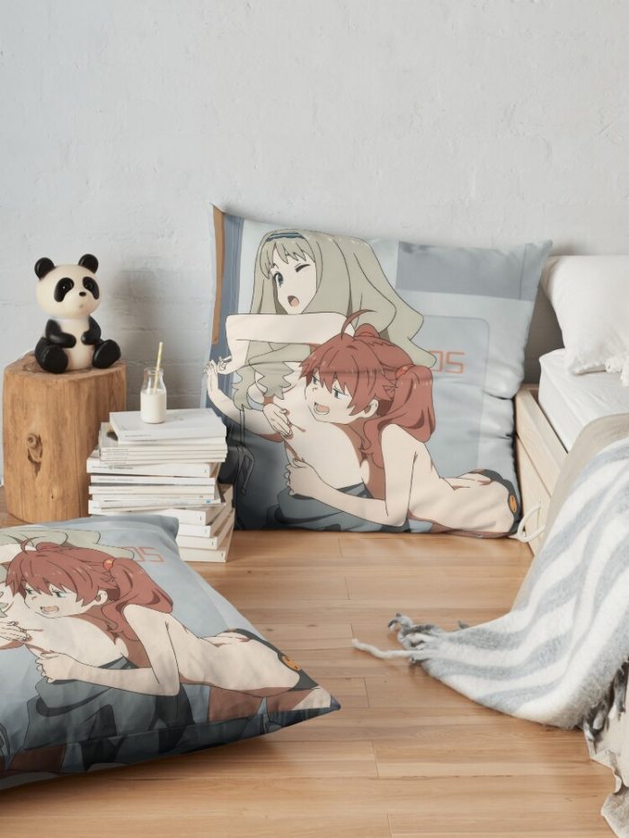 Kokoro And Miku - Darling In The Franxx. Throw Pillow Official Cow Anime Merch