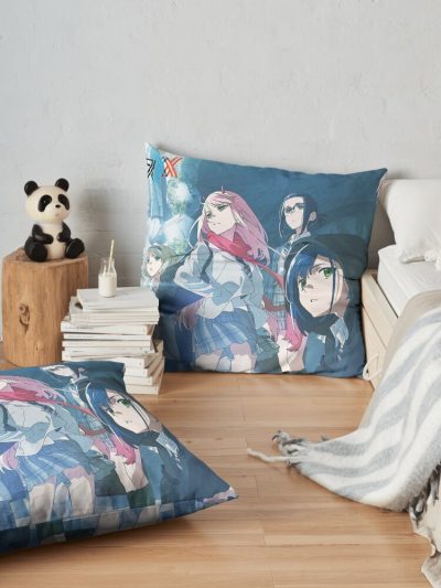 Darling In The Franxx Poster Cover Art Zero Two Ichigo Throw Pillow Official Cow Anime Merch