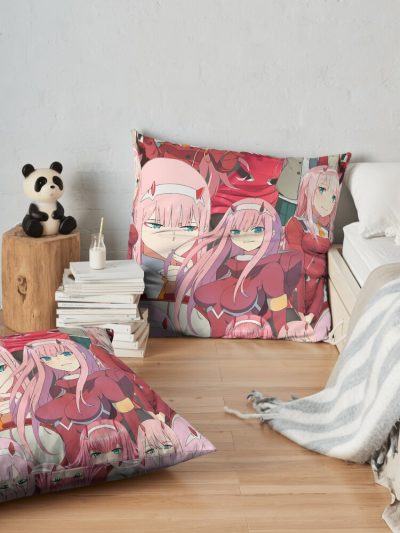 Zero Two Tribute Pattern Throw Pillow Official Cow Anime Merch