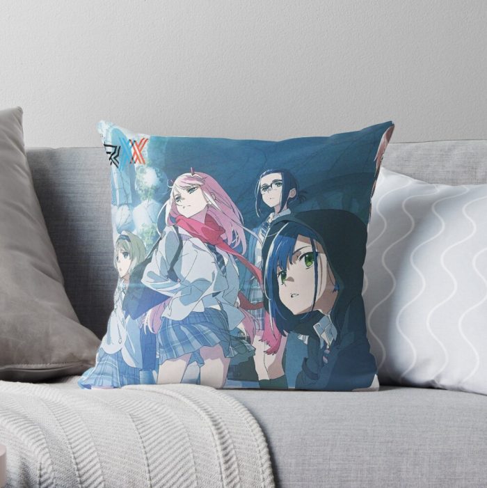 Darling In The Franxx Poster Cover Art Zero Two Ichigo Throw Pillow Official Cow Anime Merch