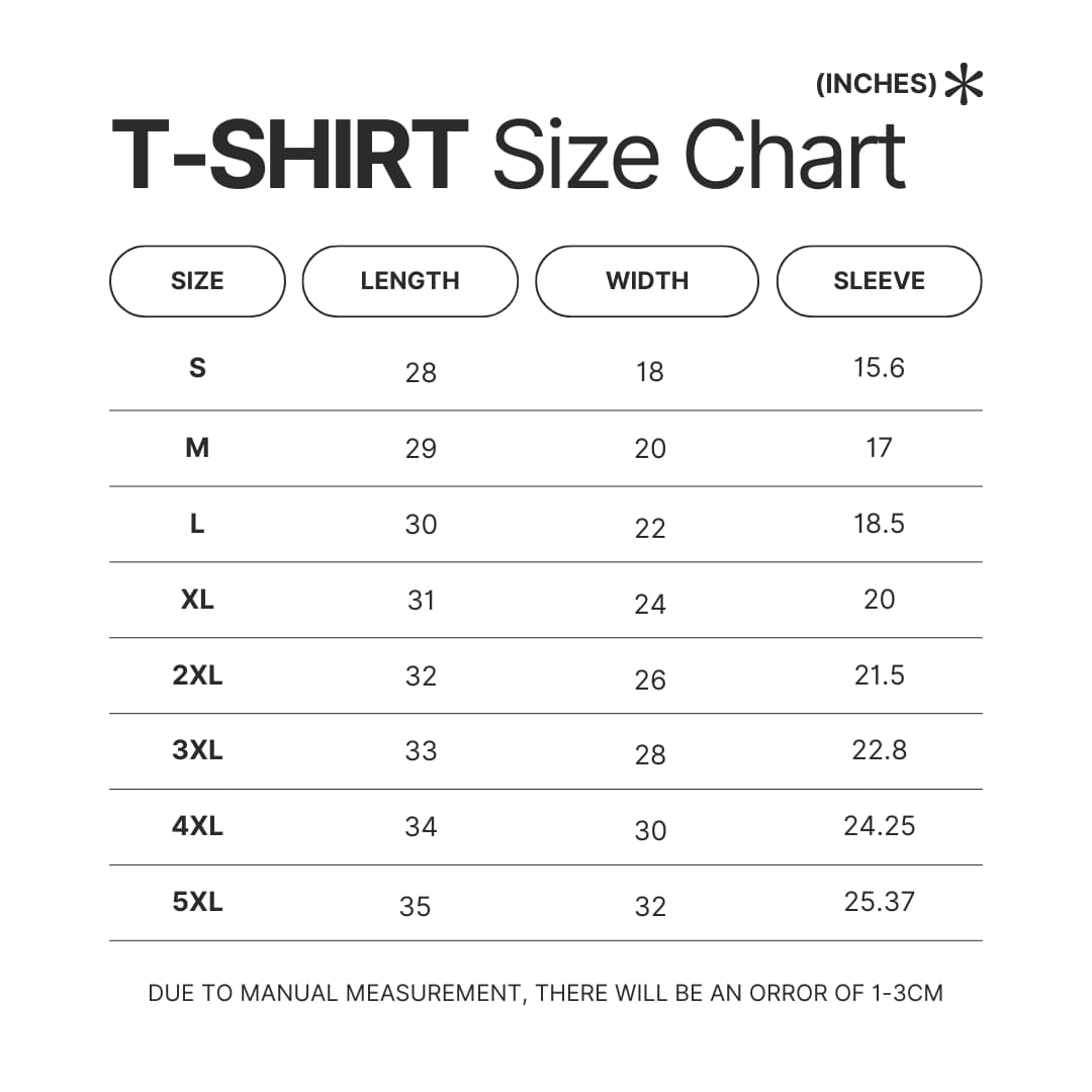 T shirt Size Chart - Darling In The FranXX Store