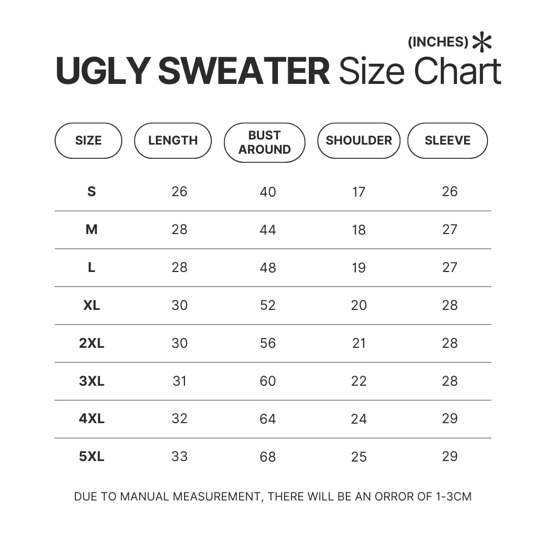 Ugly Sweater Size Chart - Darling In The FranXX Store