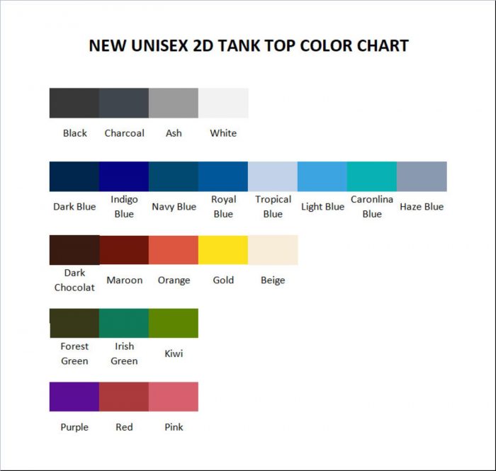 tank top color chart - Darling In The FranXX Store